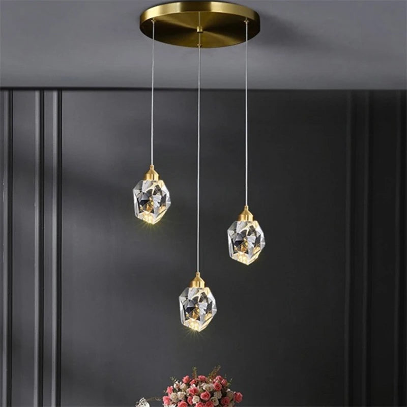Modern Crystal Chandelier Indoor Crystal Ceiling Light Fixtures With Clear Solid Crystal For Living Room Hallway Kitchen Lamp