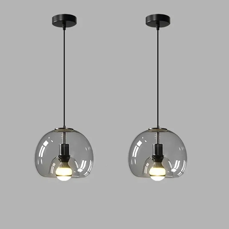 Modern Retro Glass Dining room Bedroom Living Room Chandelier Amber Smoke Gray Glass Small Chandelier Ambient Lighting E27