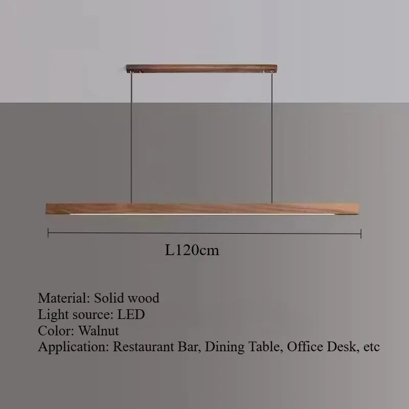 Nordic Walnut Solid Wood Pendant Light LED for Dining Tables, Study Rooms, Bar Counters, Office Desks, Indoor Home Lighting