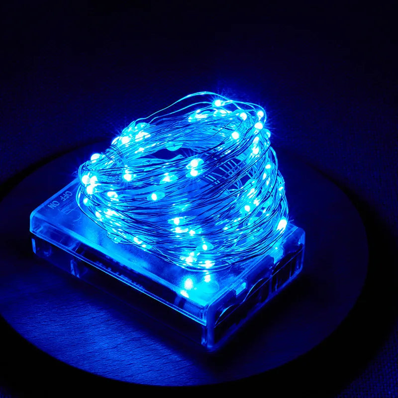 Battery Powered LED Silver Wire String Lights - 1M 2M 5M 10M Fairy Garland