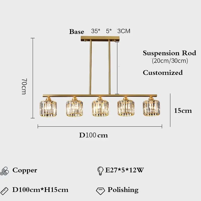 Modern Nordic Retro Luxurious Gold LED Pendant Chandelier Living Room Bedroom Home Decor Hanging Lights Lighting Fixtures Luster's