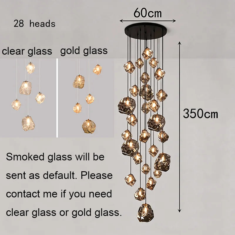 Modern Staircase LED Ceiling Chandelier - Luxury Long Hanging Pendant Light for Living Room
