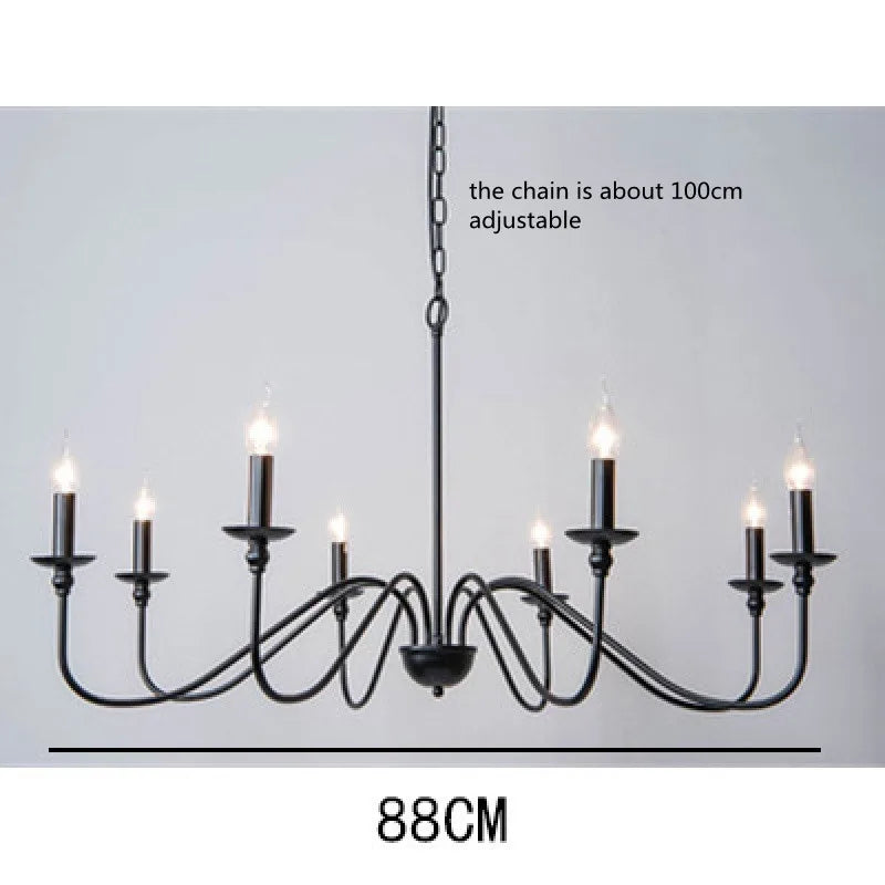 Retro Loft Living Room Chandelier - Vintage American E14 Black & Gold Light