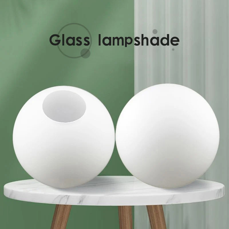 Milky White Glass Globe Lampshade Replacement (10cm–25cm) - Round Light Cover for Pendant & Table Lamps