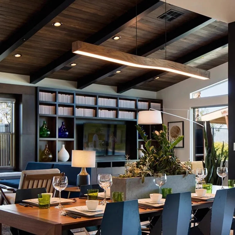 Kitchen Island Linear Pendant Light Horizional Suspension Ceiling Hanging Lamp for Dining Room