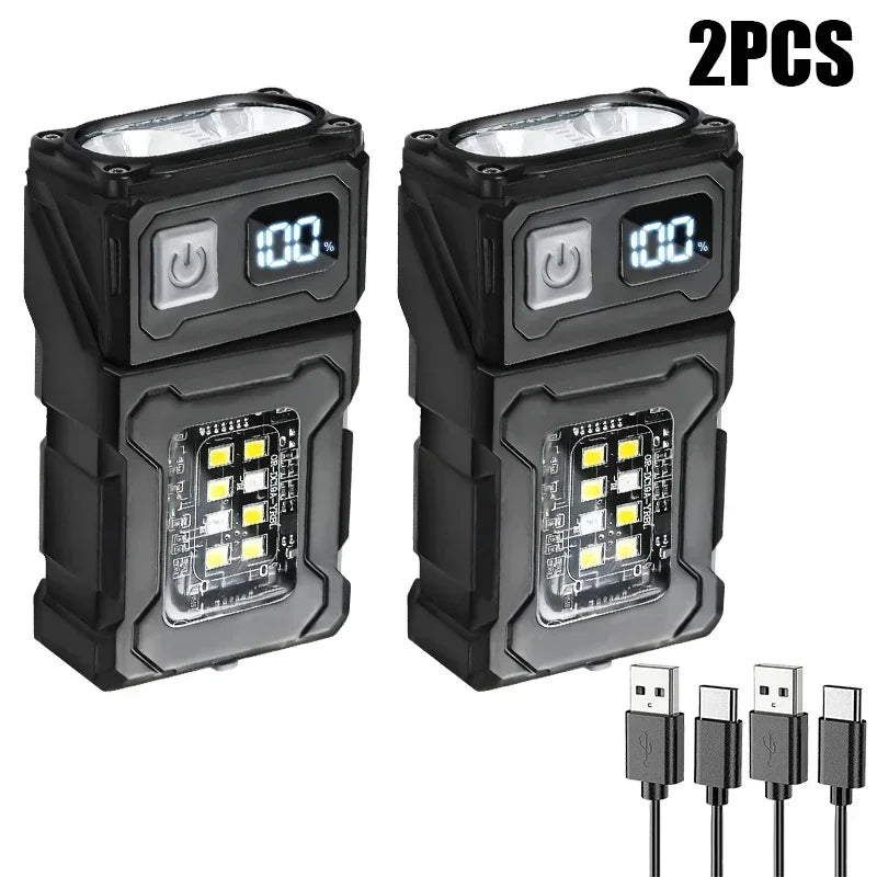 Portable Mini Keychain Flashlight Led Bright EDC Torch Magnetic Cap Clip Lamp Flash Light Outdoor Camping Fishing Tools