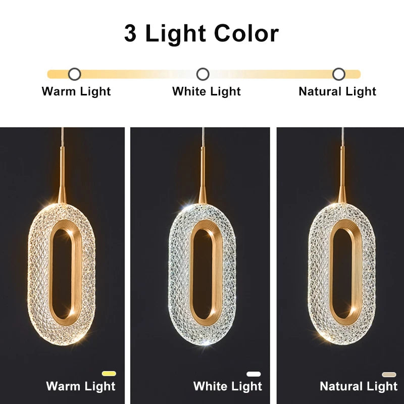 Modern Crystal LED Pendant Lamp - Luxury Indoor Lighting for Home Decor