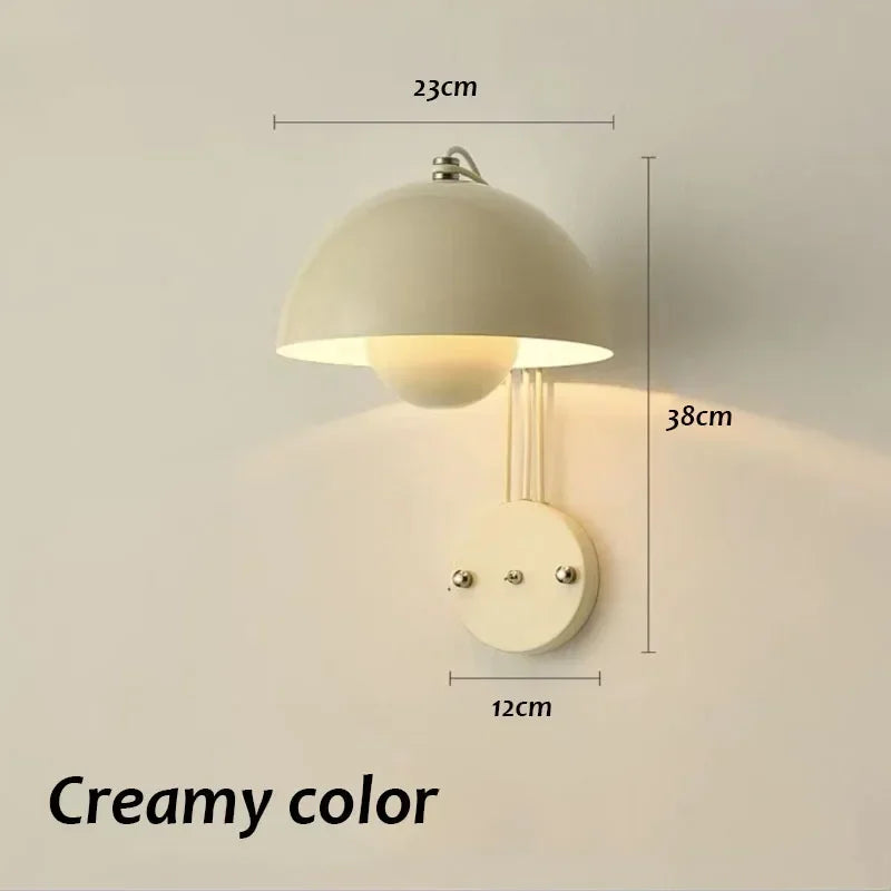 E27 Nordic Wall Lamp LED Torch Bedside Lamps Indoor Lighting Fixture Mushroom Sconces Creative Macaron Switch for Living Room