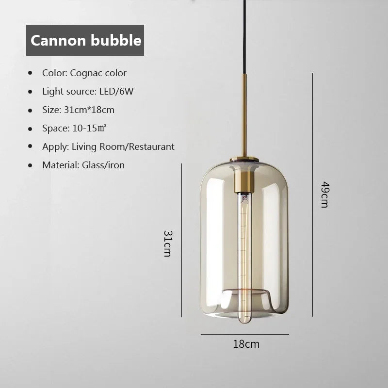 Modern Glass Pendant Light Dining Room Cafe's Bar Bedroom Bedside Hanging Lamps For Ceiling Kitchen Island Suspension Chandelier