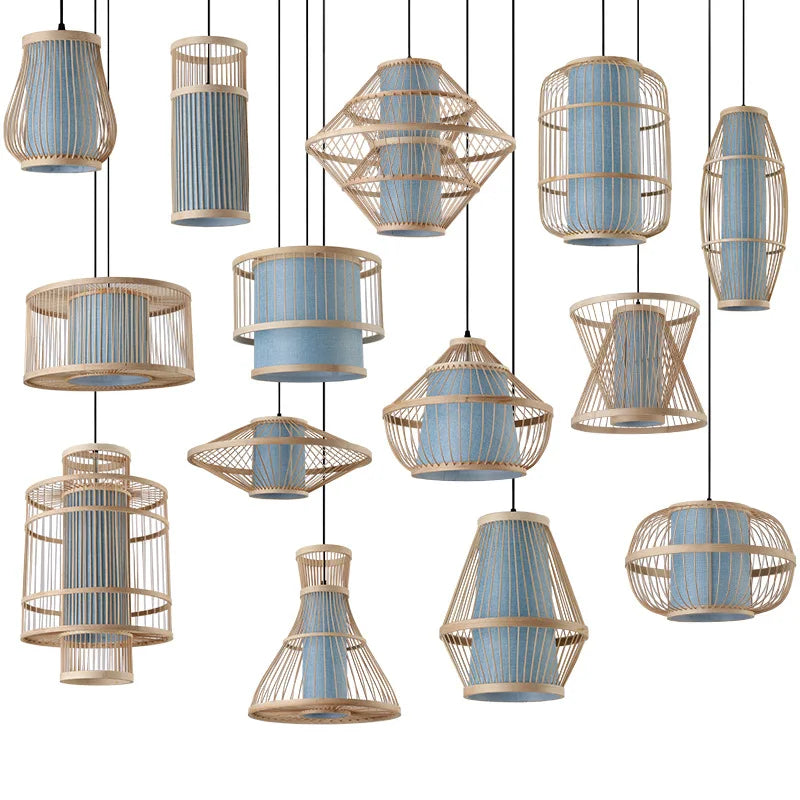Chinese Bamboo Weaving Bamboo Chandelier Zen Tea Room Hot Pot Restaurant Light Hotel Hotel Balcony Japanese Retro Lantern Lights