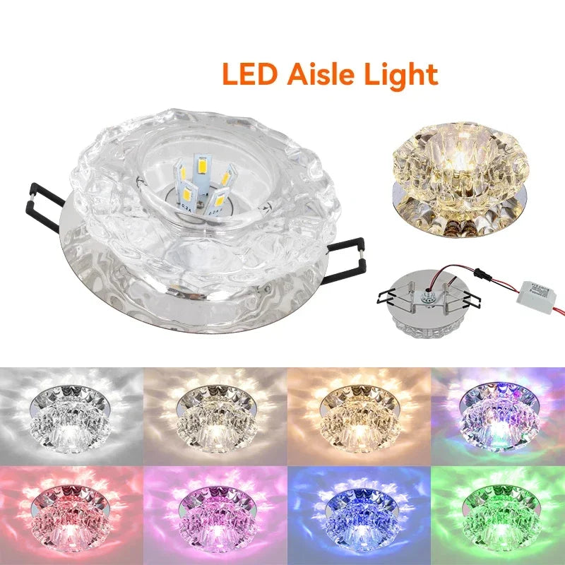 LED Crystal Embedded Ceiling Light for Home Living Room Corridor Decorative Ceiling Lamp Porch Balcony Indoor Lighting