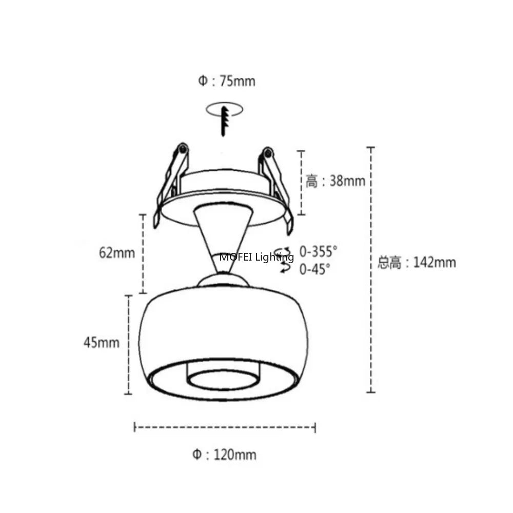 Surface Mounted Spotlight Circular Wall Washer Living Room Painting Light Foyer Aisle Lamp AC 220V 240V Track Lighting Fixture