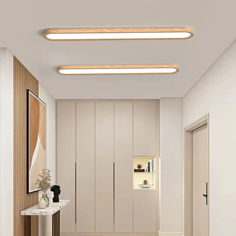 Modern LED pendant light above dining table living room bar front desk dining room wooden strip light,indoor lighting fixtures