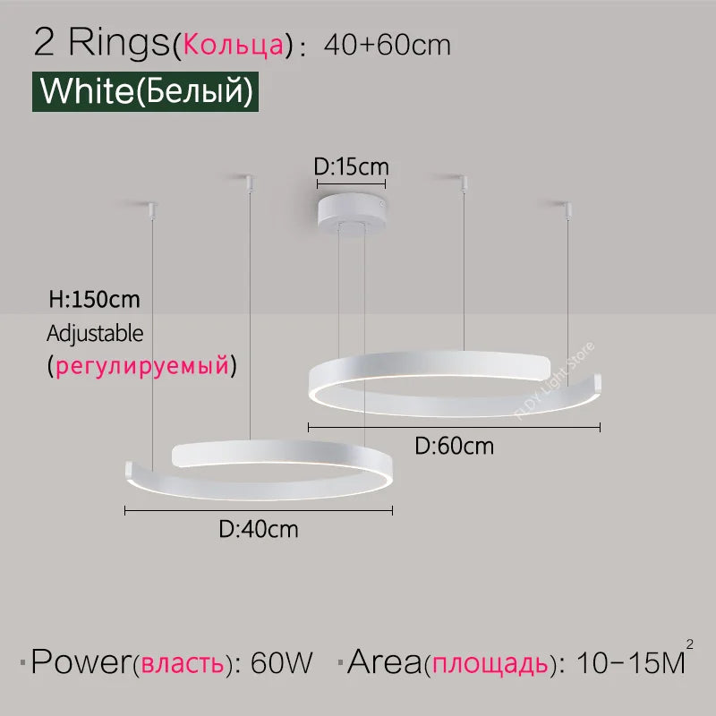 Nordic modern chandelier simple ring light led pendants round lamps