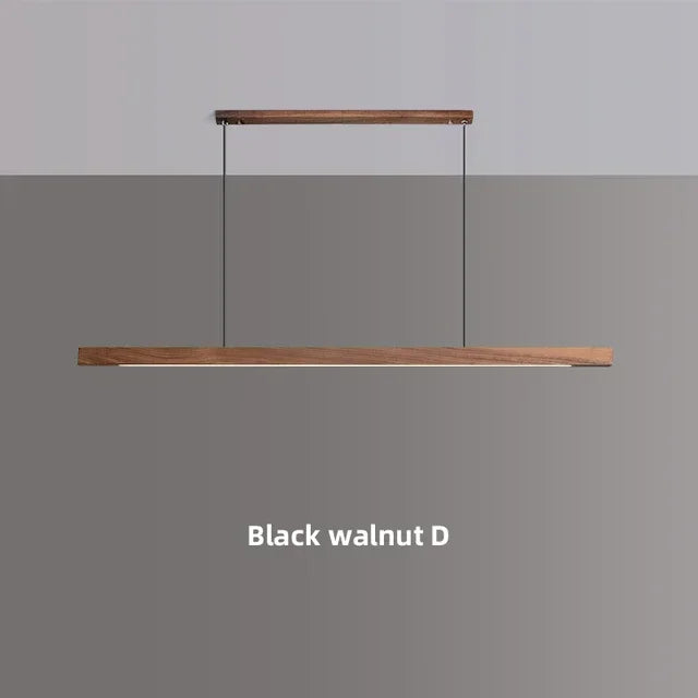 Nordic Wood Pendant Lights LED Modern Hanging Lamps Dining Living Room Kitchen Office Shop Long Strip Celling Lamp Home Decor
