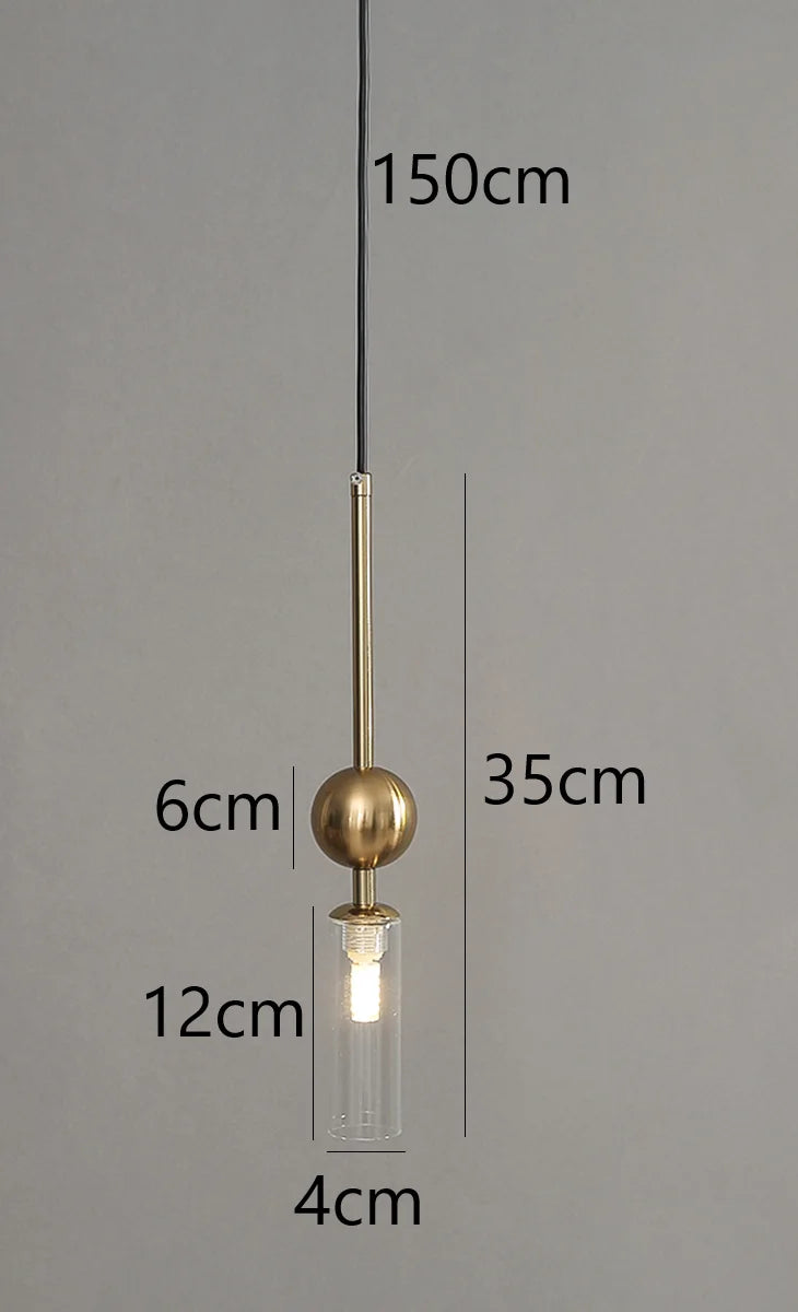 Nordic Light Luxury LED Pendant Lamp - Gold & Black Iron Glass Chandelier Light Fixture for Dining Room, Bedroom & Bedside