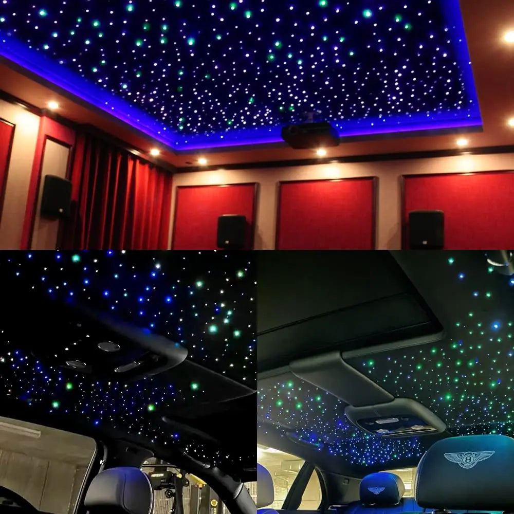 16W Twinkle Starlight Headliner Kit - RGBW Fiber Optic Star Ceiling Light for Car & Home - Bluetooth App, Remote & Music Control