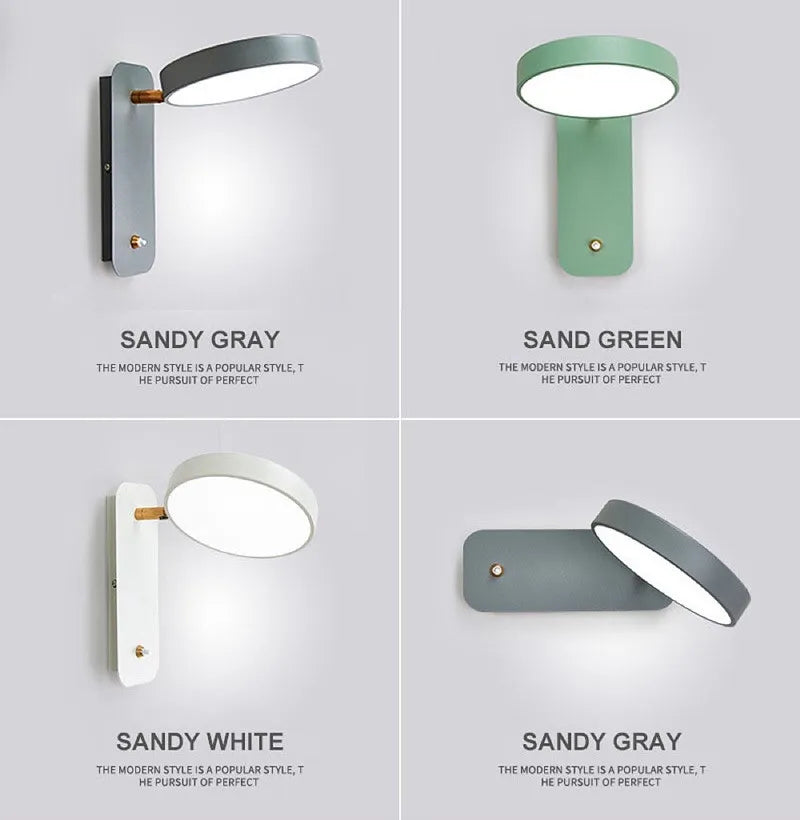 Nordic Macaron Wall Sconce Rotatable With Switch TV Background Wall Lights Modern Bedroom Bedside Aisle Home Reading Wall Lamps