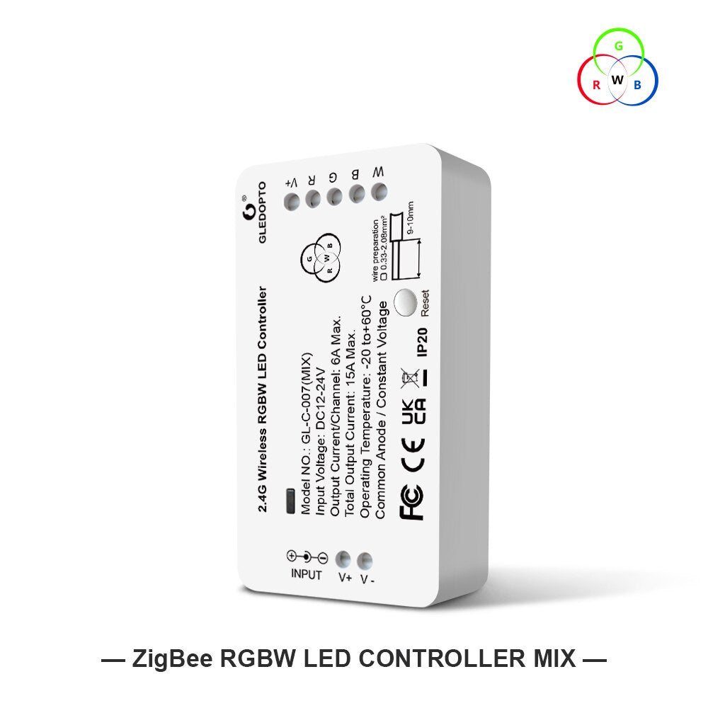 DC12-24V RGB+CCT RGBW WWCW ZigBee Smart LED Strip Controller Voice Control Work with Echo Plus SmartThings