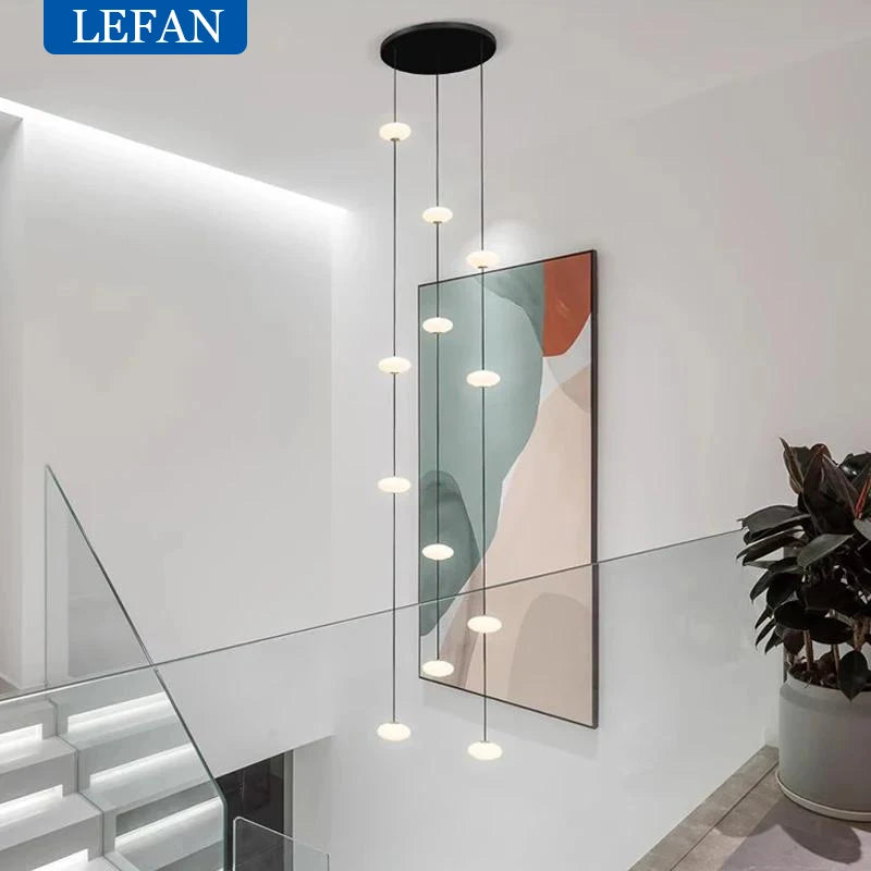 Modern Led staircase chandelier living room hanging light designer Villa duplex building oval string attic pendant lighting