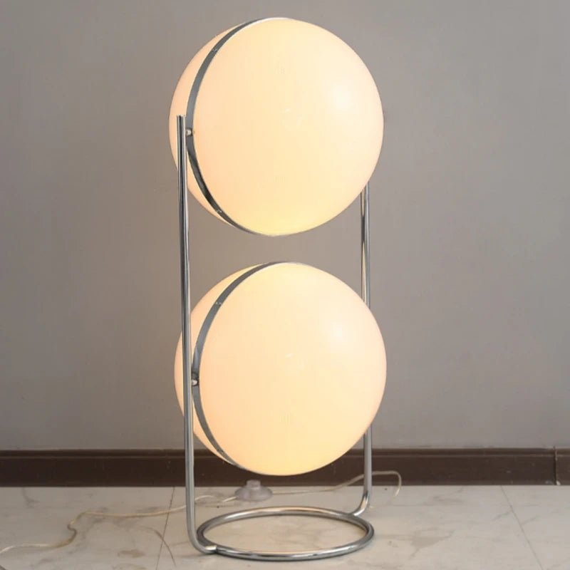 Nordic Designer Acrylic Ball Floor Lamp Electroplated Chrome Living Room Corner Atmosphere Reading Light LED Standing Lighting