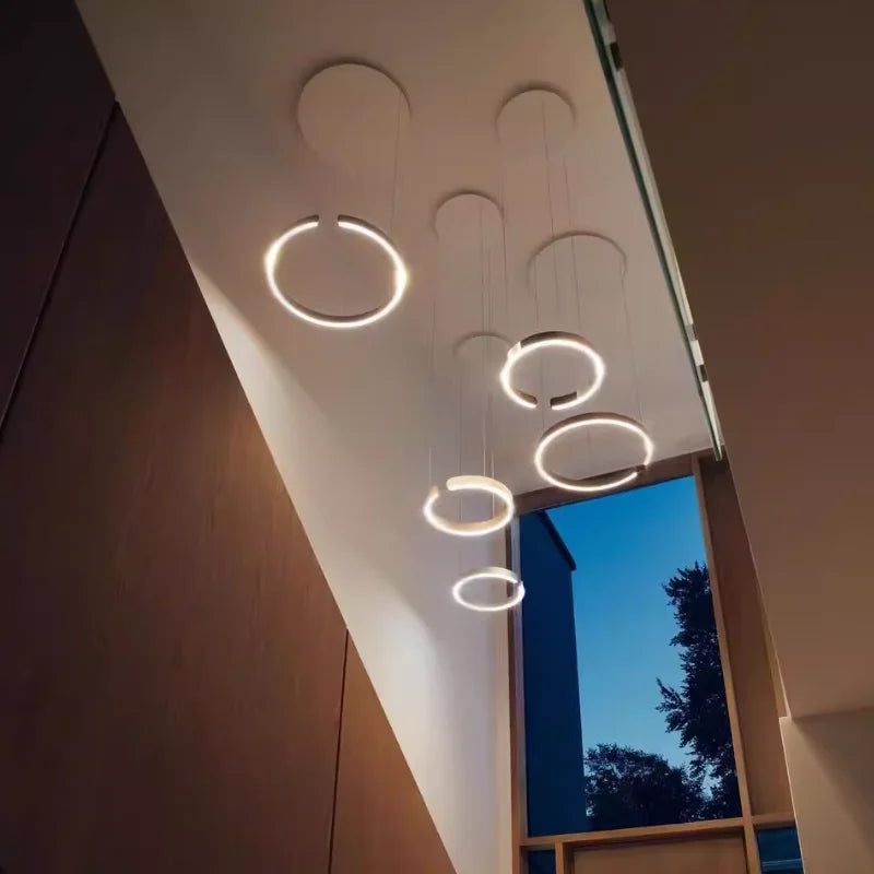 Nordic Designer Round LED Pendant Light - Modern Chandelier for Dining Room