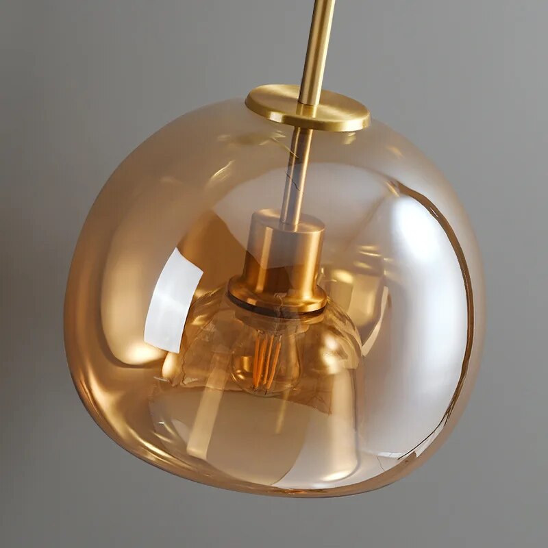 Nordic Smoke Grey Chandelier Ceiling Lamp Post-modern Amber Glass Ceiling Lamp for Living Room Corridor Bedroom Art Ceiling Lamp