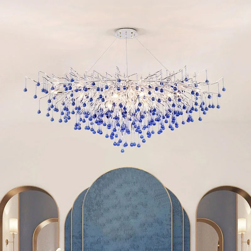 Branch Chrome Crystal Chandelier Lighting For Dining Living Room Kitchen Table Bedroom Luxury Crystal Ceiling Chandeliers
