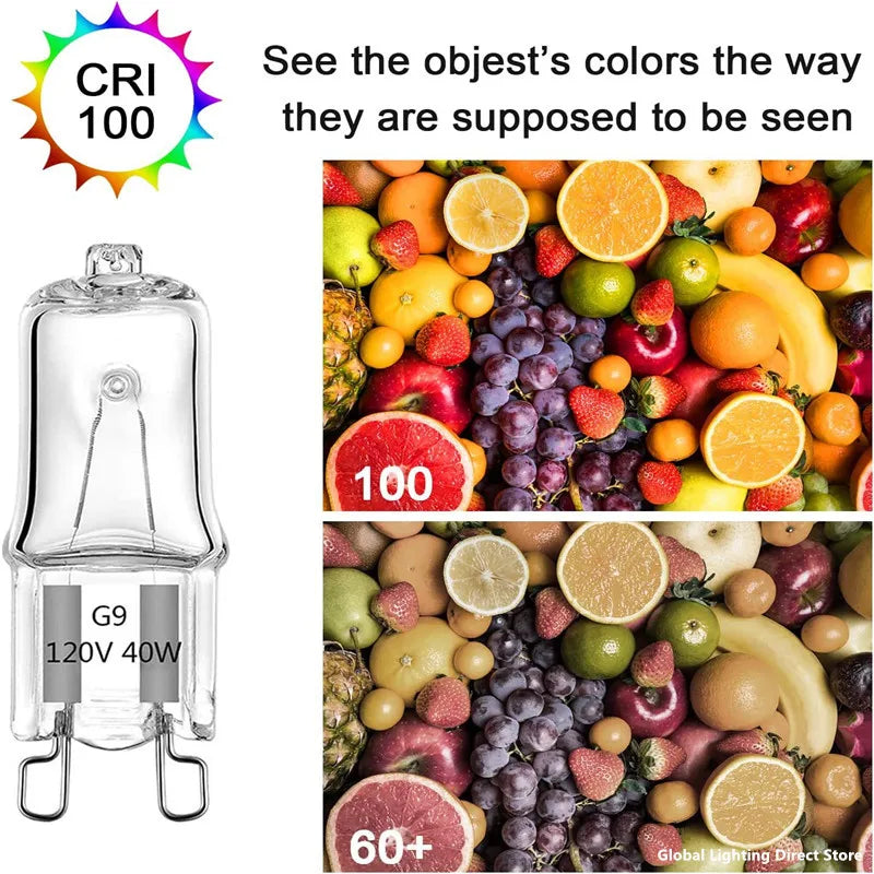 10-Pack G9 Eco Halogen Bulbs - 120V Dimmable Capsule for Crystal Chandeliers