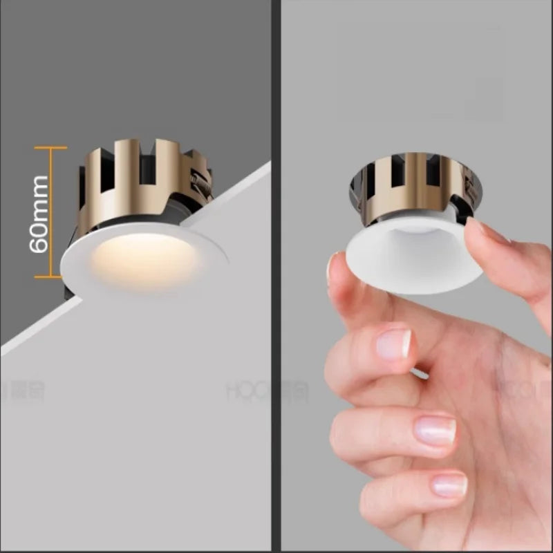 2026 Bezel-Free LED Downlight - Deep Anti-Glare Arc Embedded Ceiling Spotlight
