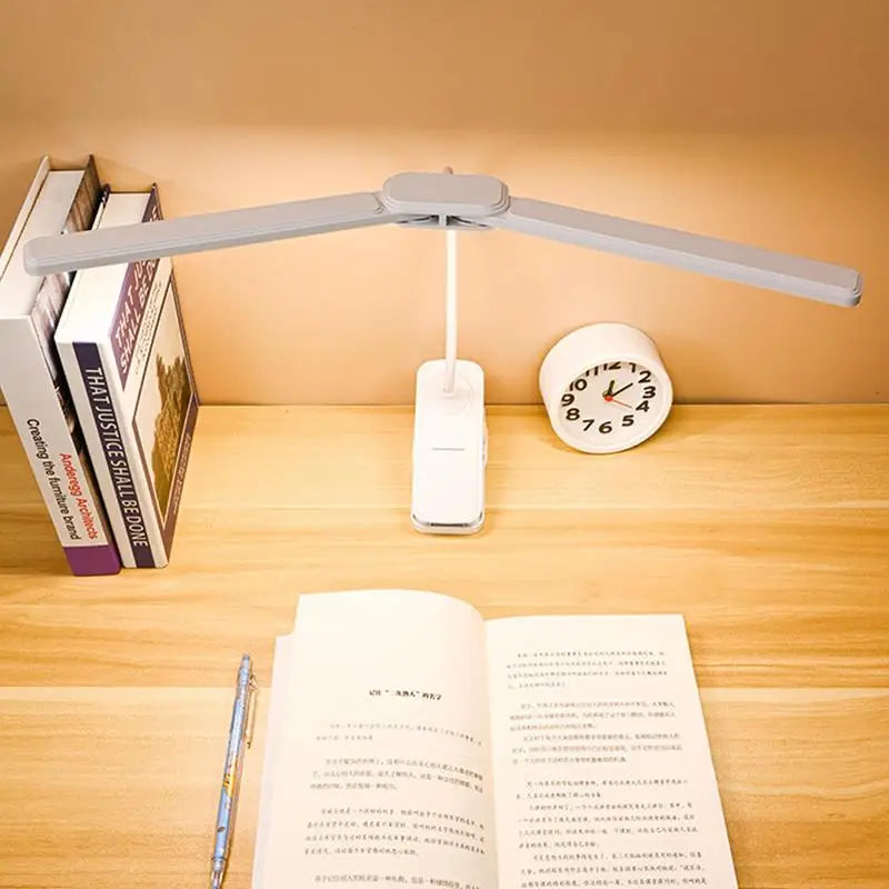 Book Lights For Reading At Night In Bed Double Head Lamp 3 Colors Eye Caring Dimmable Long-lasting Battery Table Lamps For Use