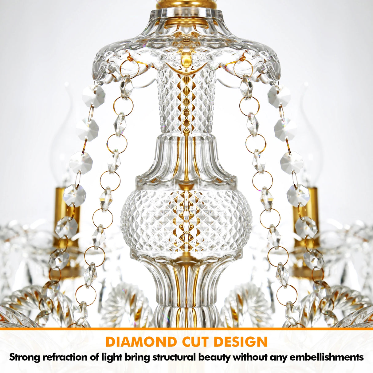10Arms K9 Crystal Chandelier Adjustable Chain Ceiling Pendant Lamp Modern Lighting For Living Room Bedroom Hall Home Decor