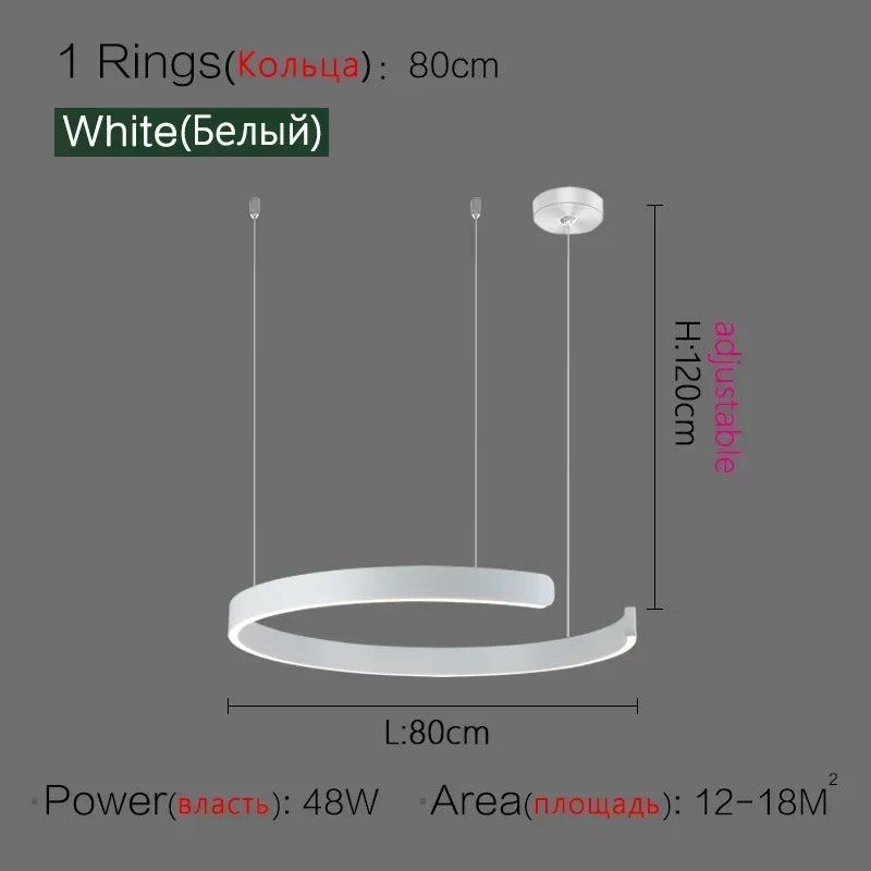 Nordic Designer Round LED Pendant Light - Modern Chandelier for Dining Room