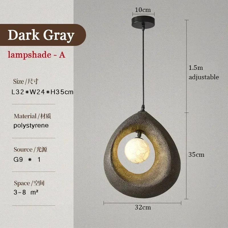 Japanese Wabi Sabi Pendant Lights Minimalist Bedroom Kitchen Island G9 LED Chandeliers Home Decor Living Room Hanging Lamps