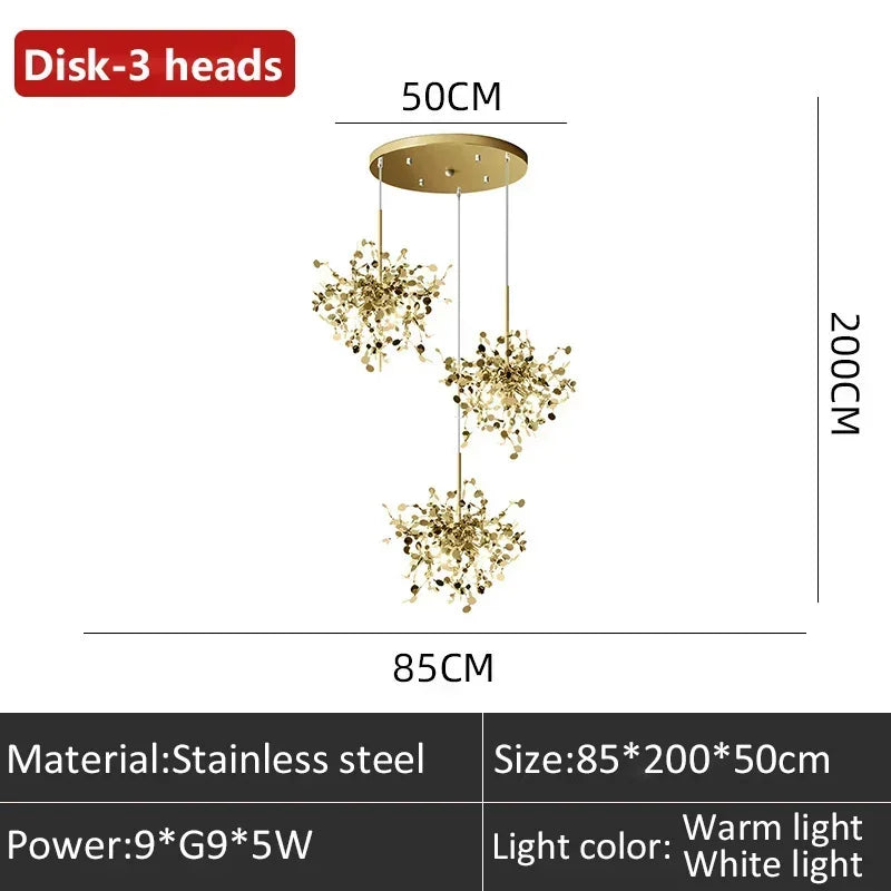 Modern Creative Stainless Steel Chrome Leaf LED Chandrlier Living Room Restaurant Pendant Lamp Display Window Bar Decor Lighting