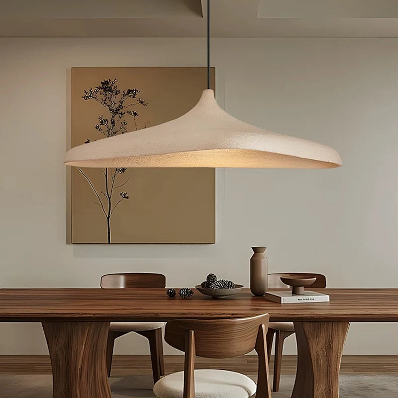 Nordic Minimalist Wabi-Sabi Cream Style LED Ceiling Chandelier - Modern Fabric Hanging Pendant Lamp Fixture for Living Room, Dining Room & Bedroom