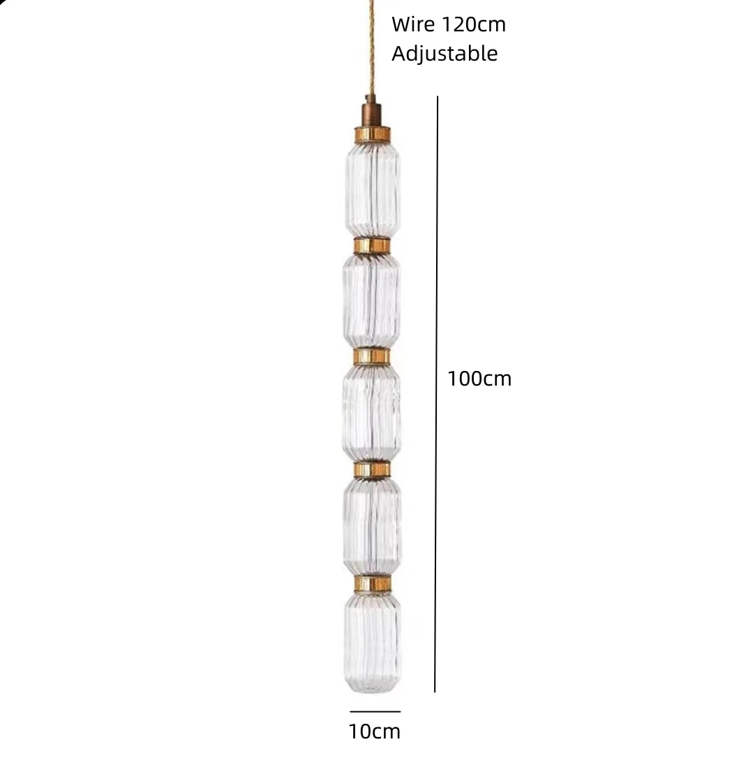Clear Amber Glass LED Chandelier Modern Pendant Lamp Hall Parlor Restaurant Bedside Lighting Fixtures Wire 150cm Adjustable