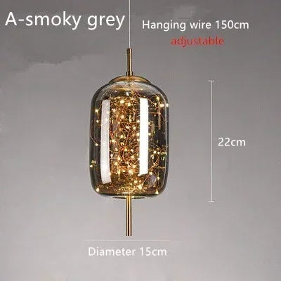 LED Nordic Net Red Bedside Chandelier Girl Light Glass Small Luxury Long Line Personality Art Full of Stars Hotel Bar Xn