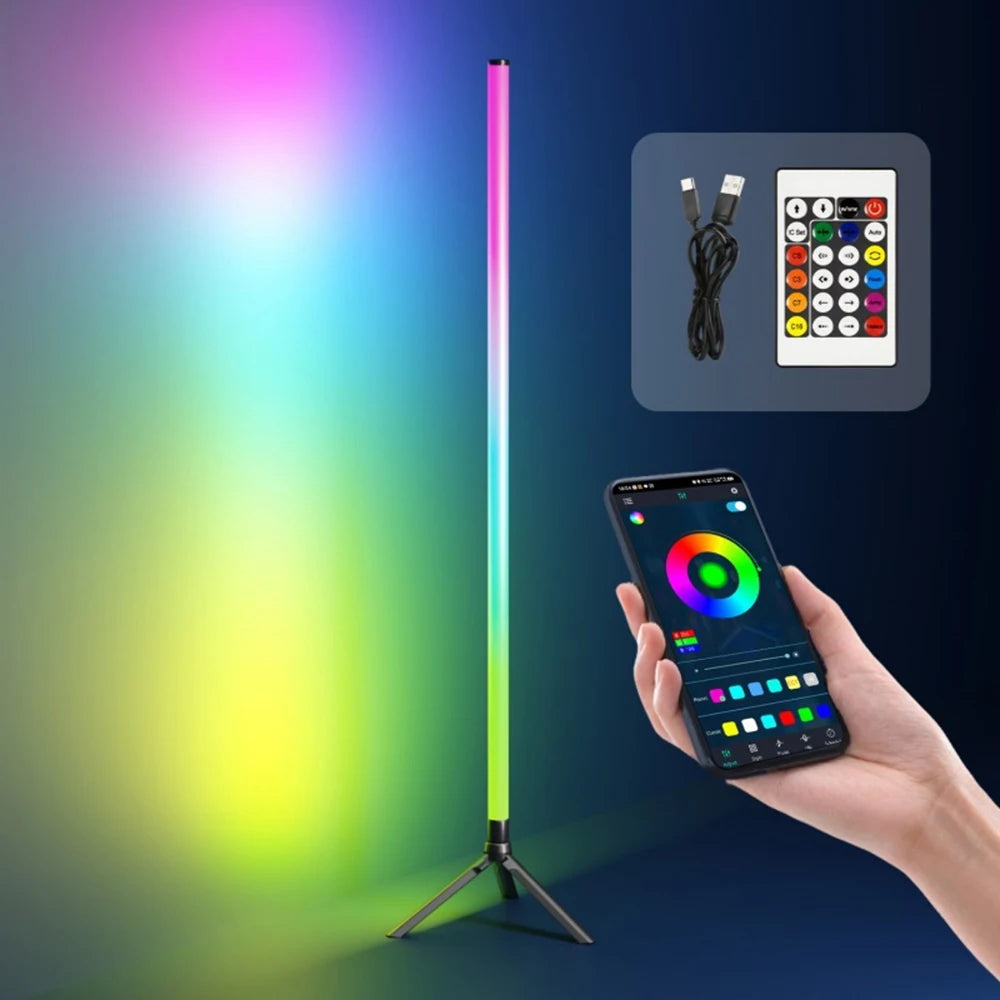 Smart RGB+CCT LED Floor Lamp - 103cm 360° Round Tube 5V USB Corner Light