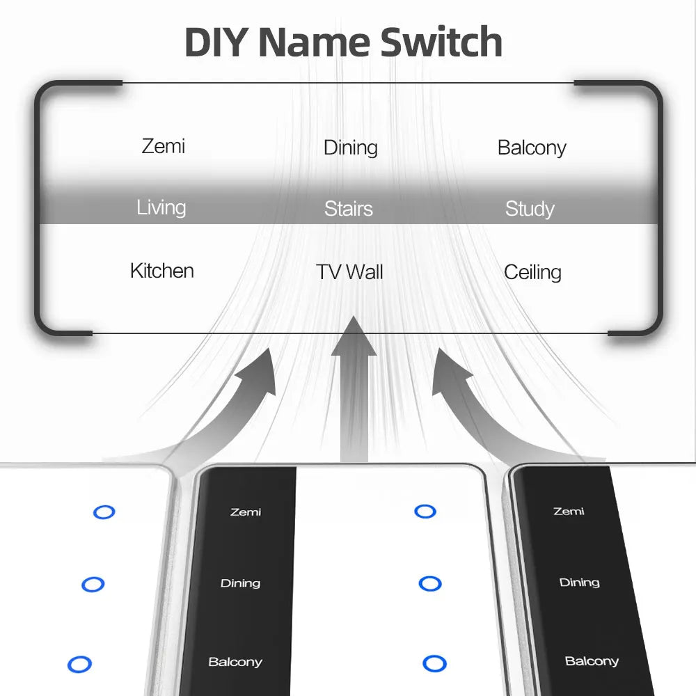 Zigbee DIY Smart Light Switch with Touch Screen Display - US Standard Tuya Wall Switch