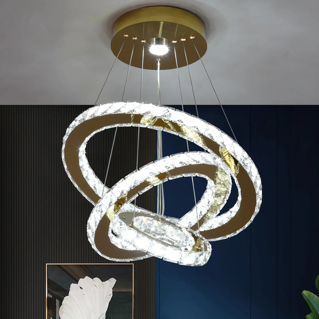 French Luxury Crystal Chandelier - Modern LED Ceiling Light for Living Room