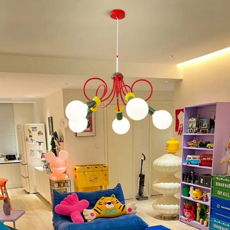 Memphis Design Classic Chandelier Lamps Red Green Colorful Hanging Light for Bedroom Livinng Room Restaurant Hotel Lighting