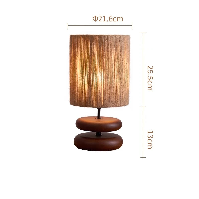 Japanese Cream Vintage Table Lamp Solid Wood Vintage Living Room Bedhead Wabi Sabi Style Study Desk Lamp