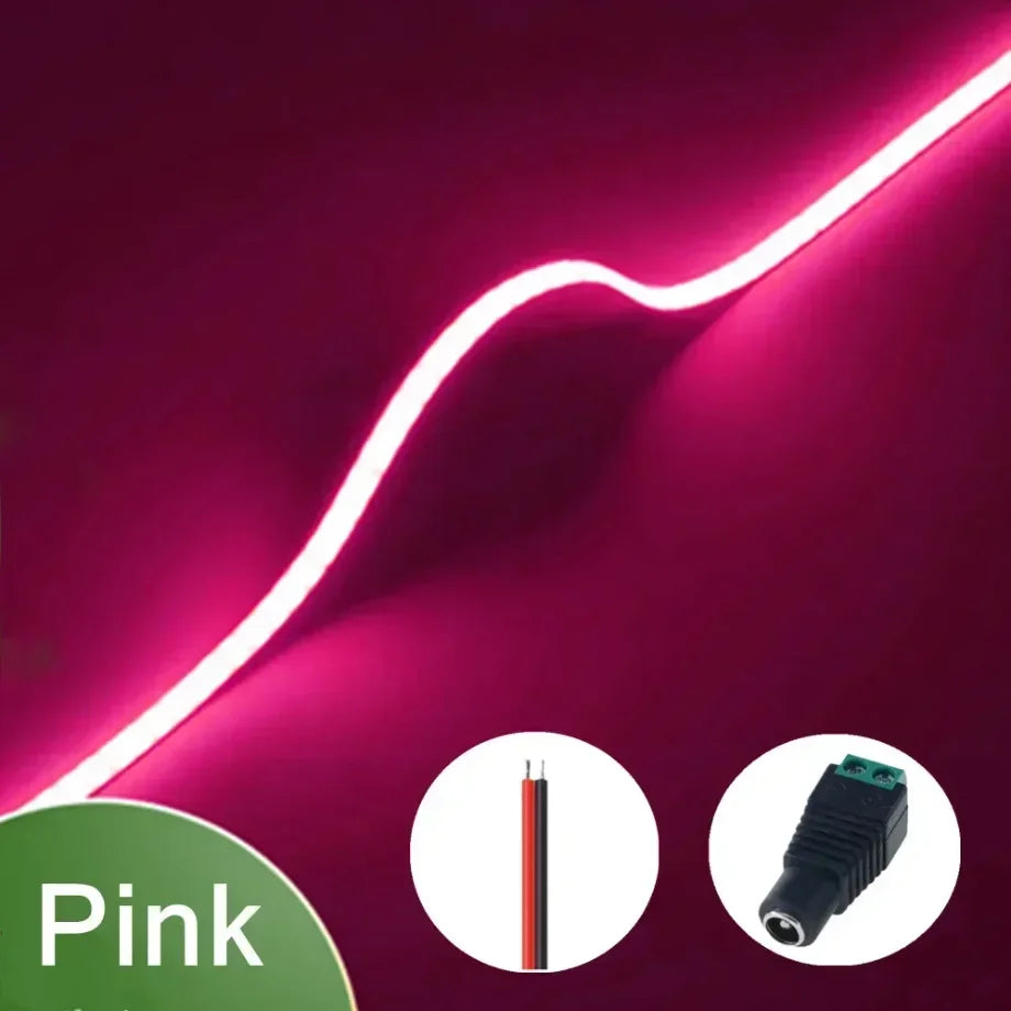 3mm Ultrafine COB LED Strip Light (5m, 400 LEDs/m) - 12V/24V Dimmable Flexible High-Density Tape for TV & Room Accent