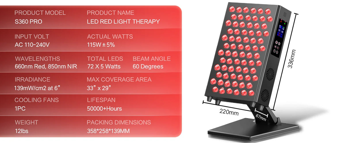 New Red Desktop LED Beauty Lamp with Infrared Therapy Home Use Beauty Equipment LED Therapy Panel