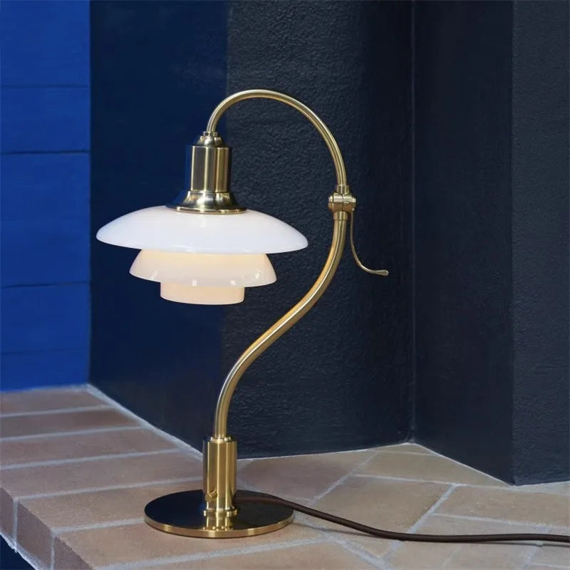 Denmark Designer Table Lamp Vintage Glass Desk Light for Bedroom Bedside
