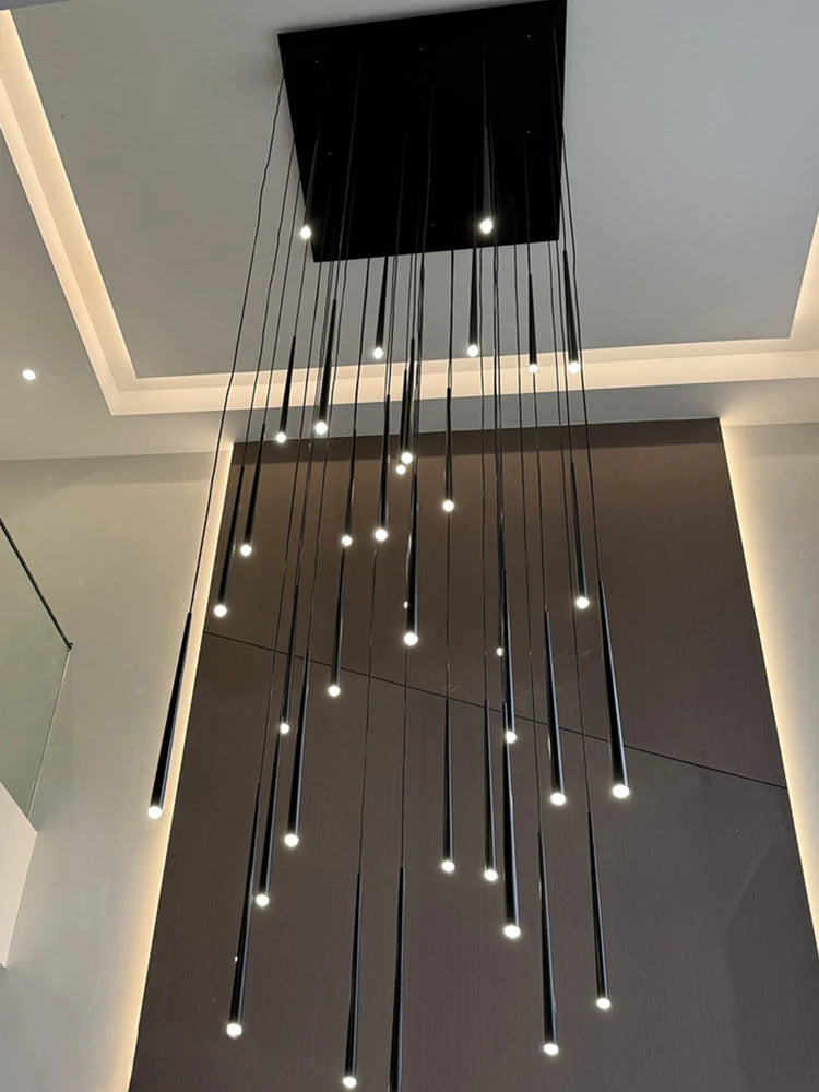 Modern Nordic Style Luxury Chandelier Villa Hanging Staircase Long Pendent Lamp LED Living Room Ceiling Light Indoor Lighting