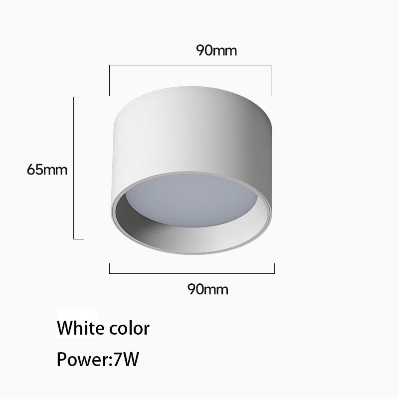 Led Downlight Surface Mounted Down Light Round Aluminum Ceiling Lamp White Black No Opening Spot For Living Room Bedroom Home