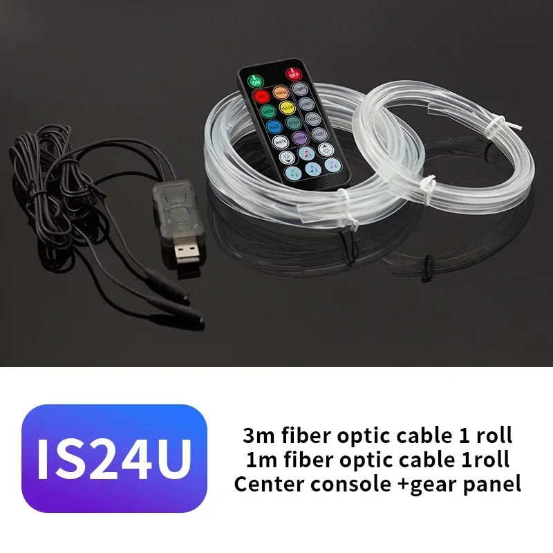 3M Car Interior LED Decorative Lamp - EL Wiring Neon Strip for Auto DIY