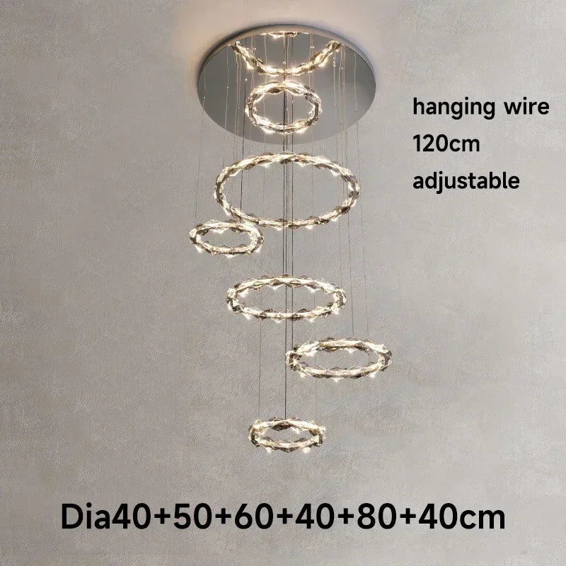 Chrome Modern Crystal Chandelier - Luxury LED Hanging Light for Living Room